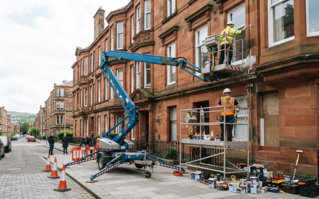 Trailer Cherry Picker Hire for Glasgow Exterior Painting